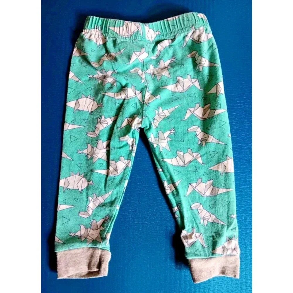 Pajamas 18 months Just Girls boys pants blue with origami dinosaurs Jersey Knit